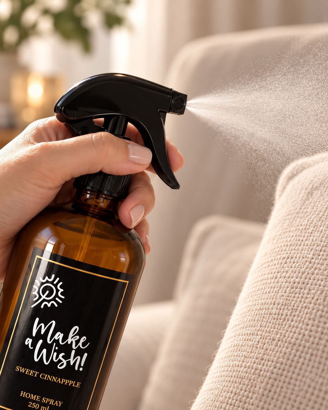 Home Spray Make a Wish rociando un sill&oacute;n
