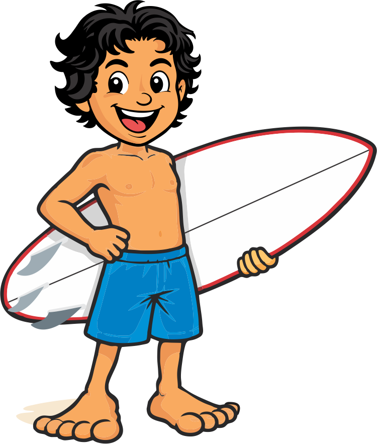 Medininha segurando uma prancha de surf