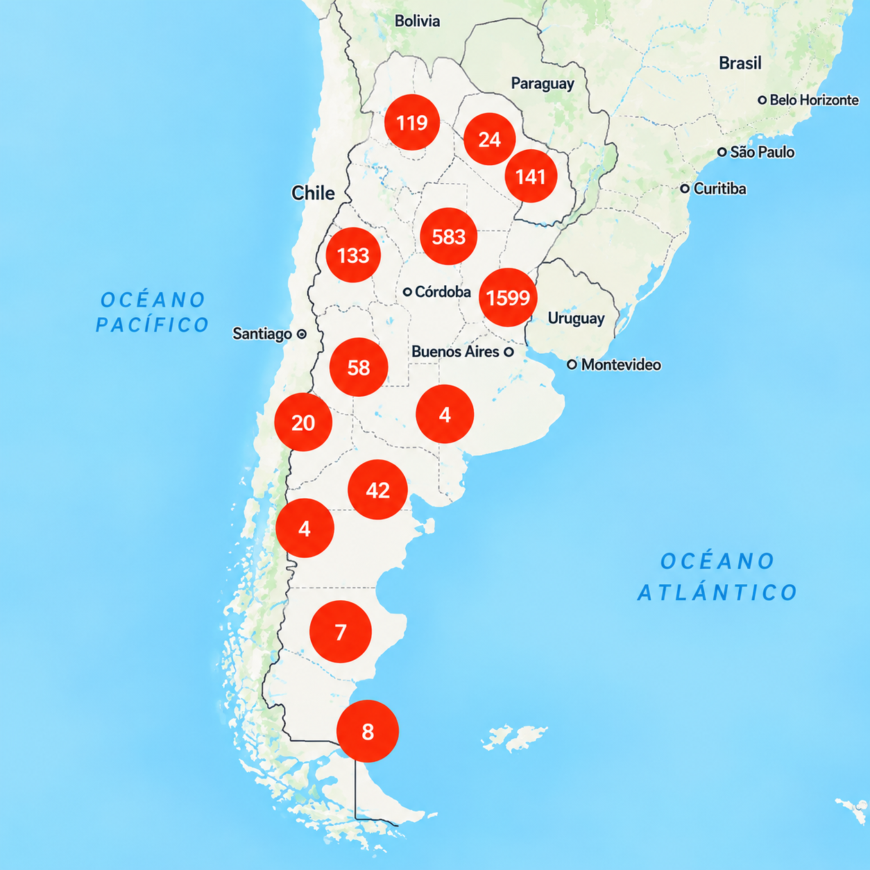Mapa de Puntos HOP en Argentina
