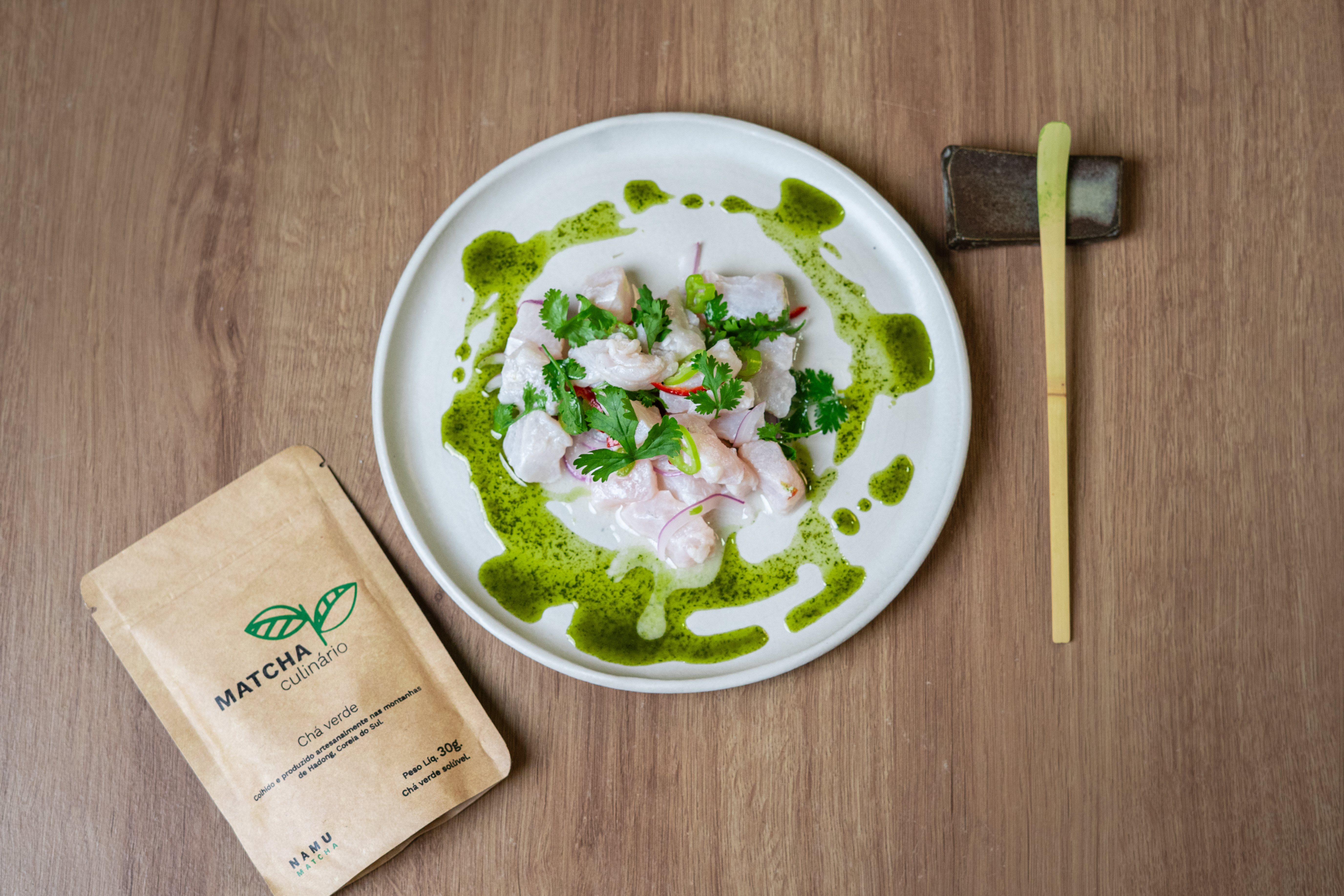 CEVICHE COM EMULSÃO DE MATCHA