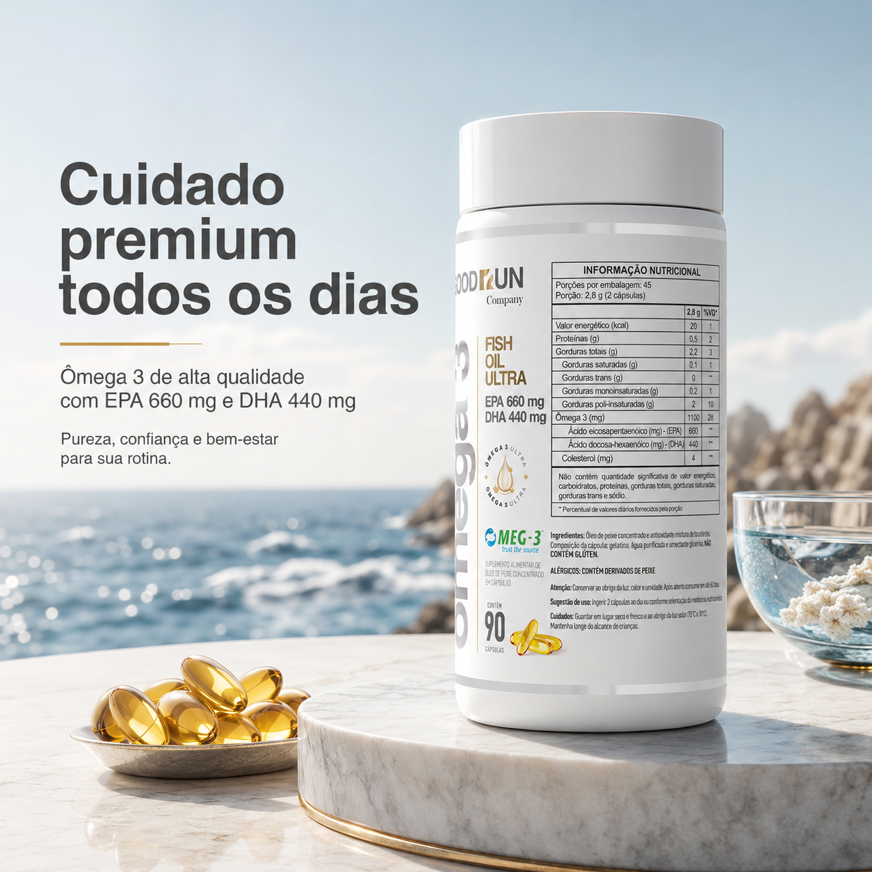 &Ocirc;mega 3 Ultra Good Run rotina saud&aacute;vel
