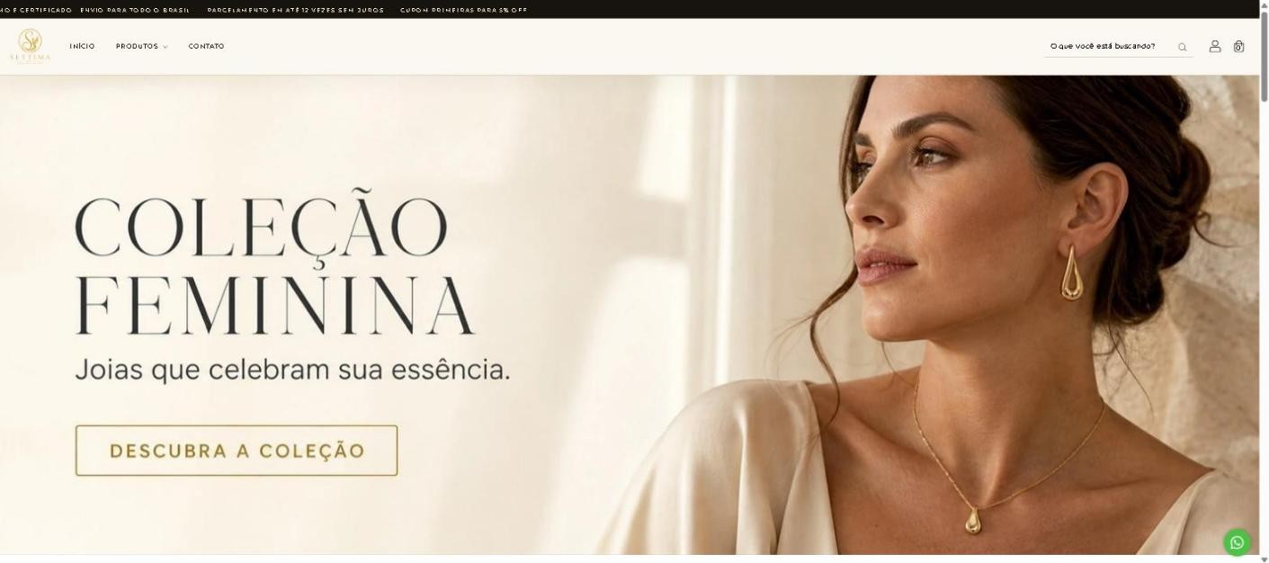 Loja SETTIMA Joias na Nuvemshop, desenvolvida por Diogo Pinotti