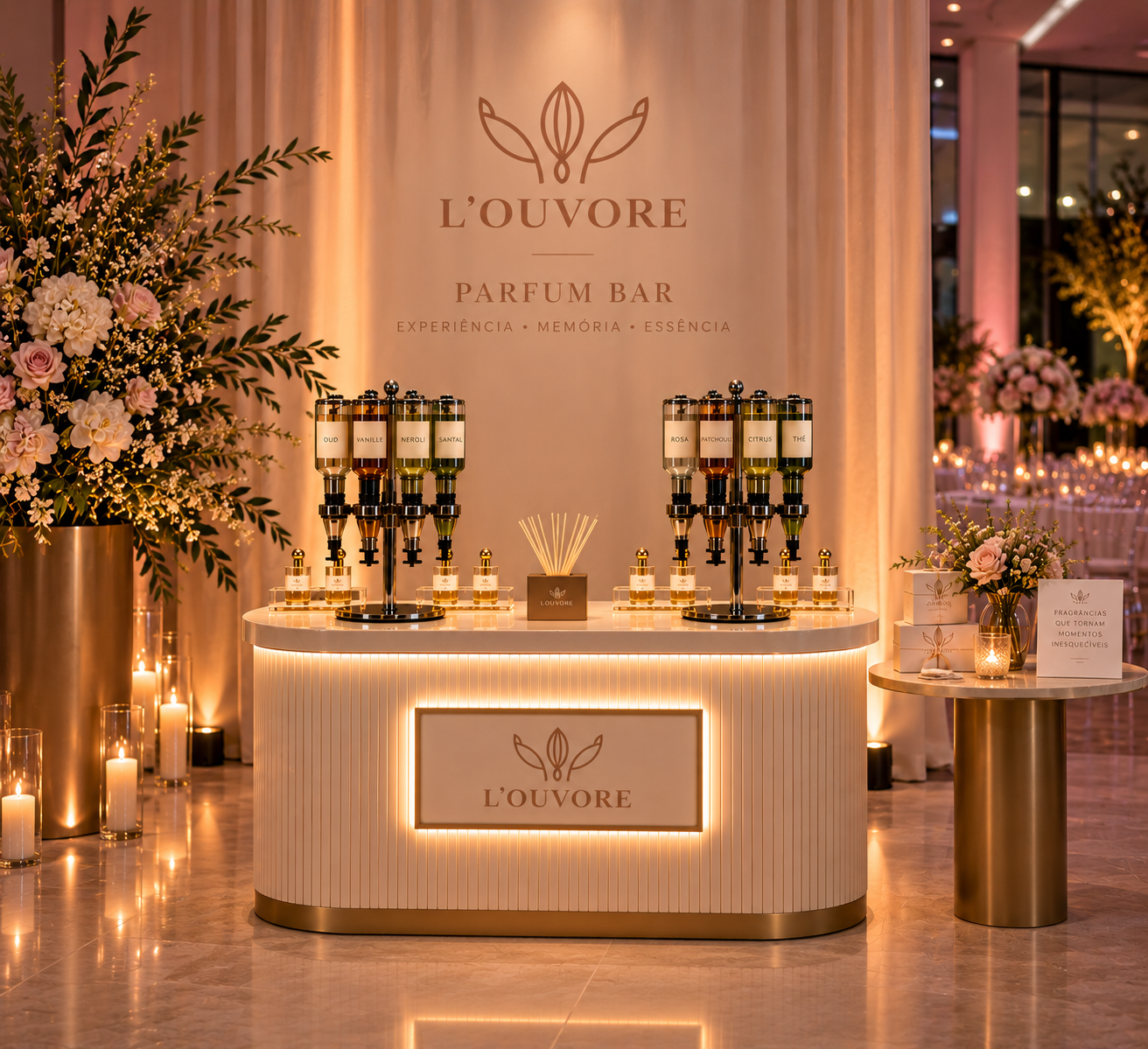 Frascos e fragrâncias do Parfum Bar L'Ouvore