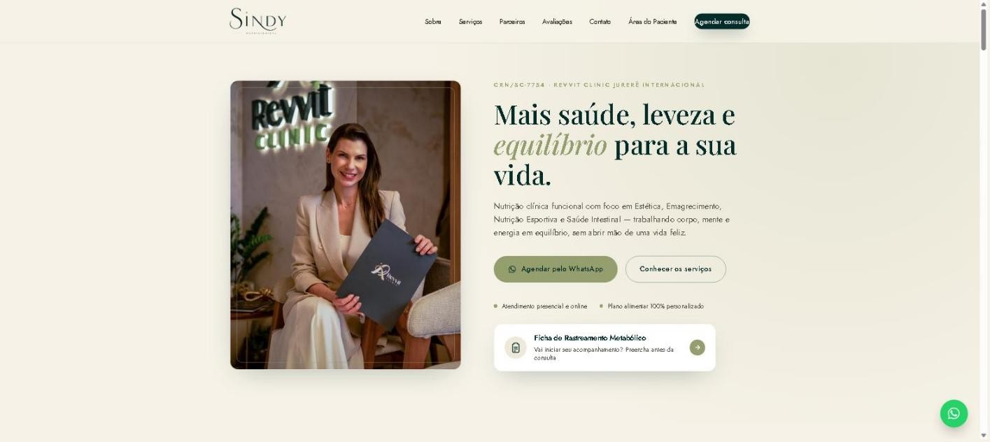 Site Sindy Nutricionista, desenvolvido por Diogo Pinotti