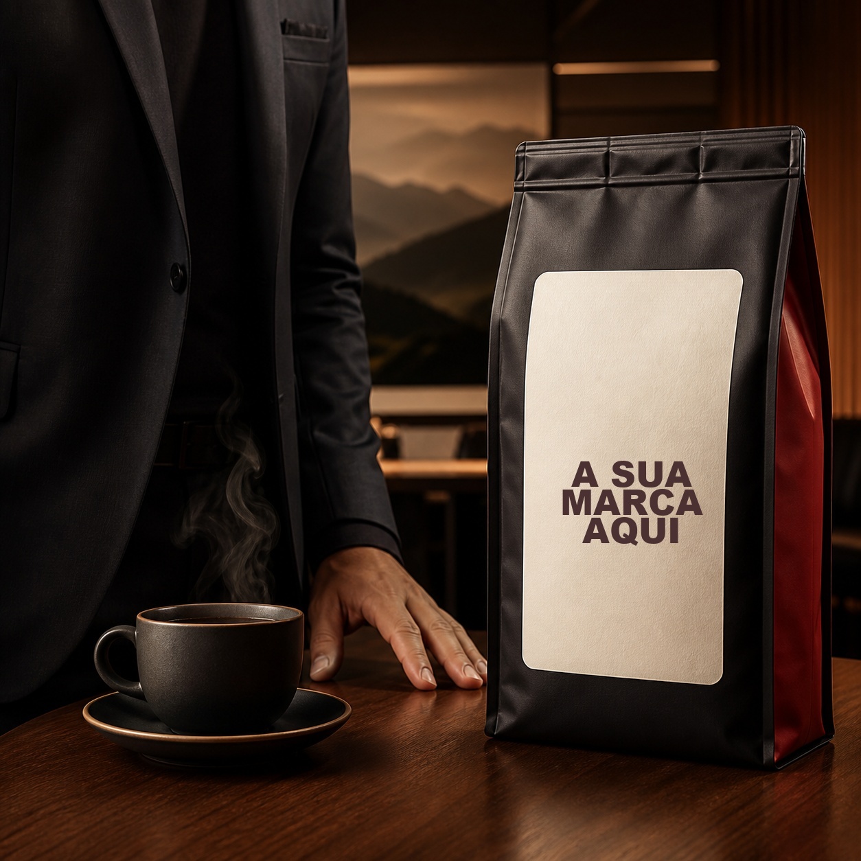 Café personalizado Café Betel em ambiente corporativo