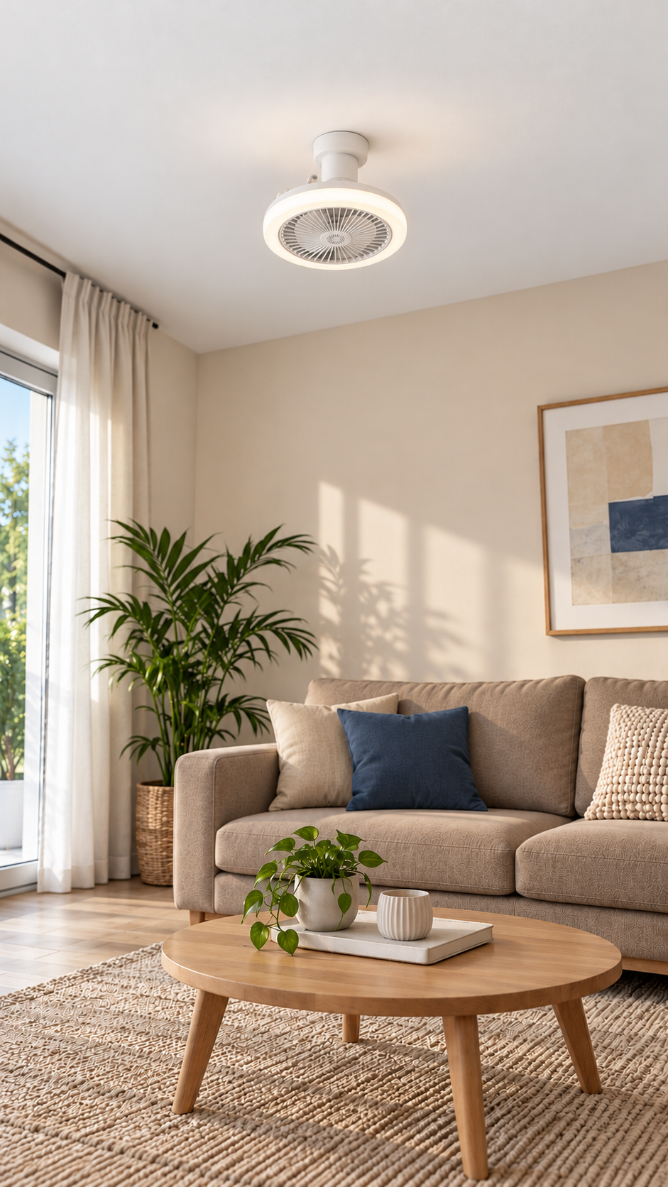 Foco ventilador en un living