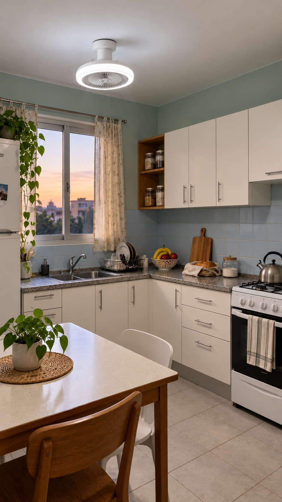 Foco ventilador en una cocina