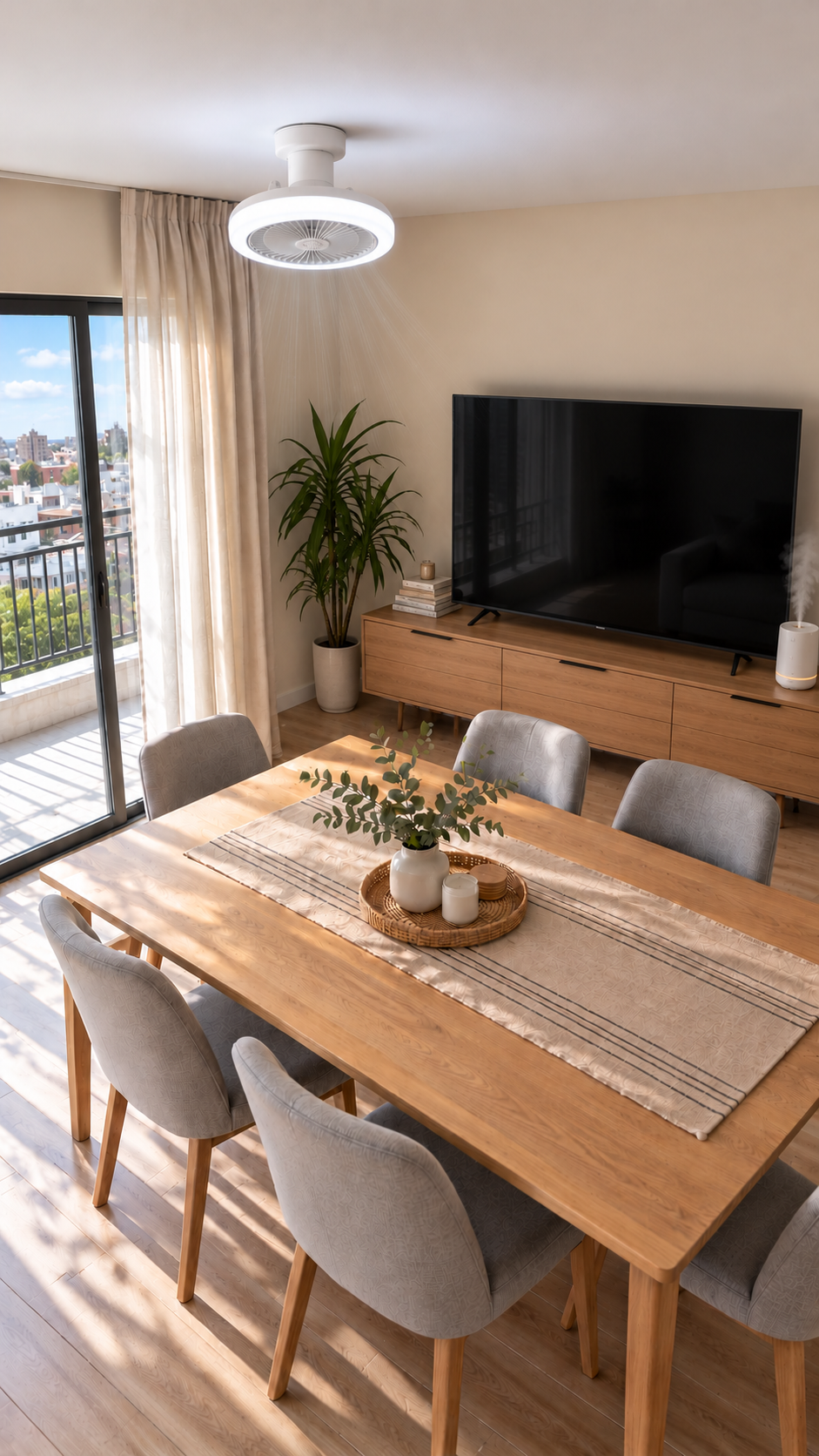 Foco ventilador en un comedor