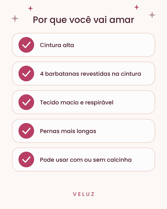 Benefícios da bermuda modeladora: cintura alta, 4 barbatanas revestidas na cintura, tecido macio e respirável, pernas mais longas e uso com ou sem calcinha