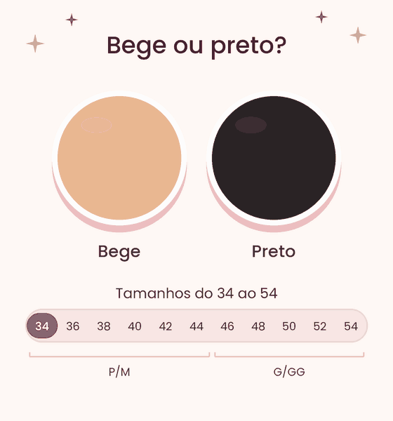 Bermuda modeladora nas cores bege e preto, tamanhos do 34 ao 54
