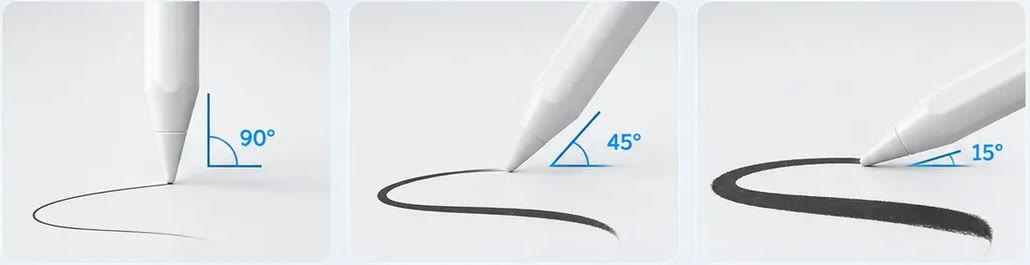 Trazo fino a 90 grados, medio a 45 y grueso a 15