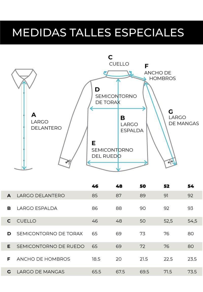 TALLES - CAMISAS TALLES ESPECIALES