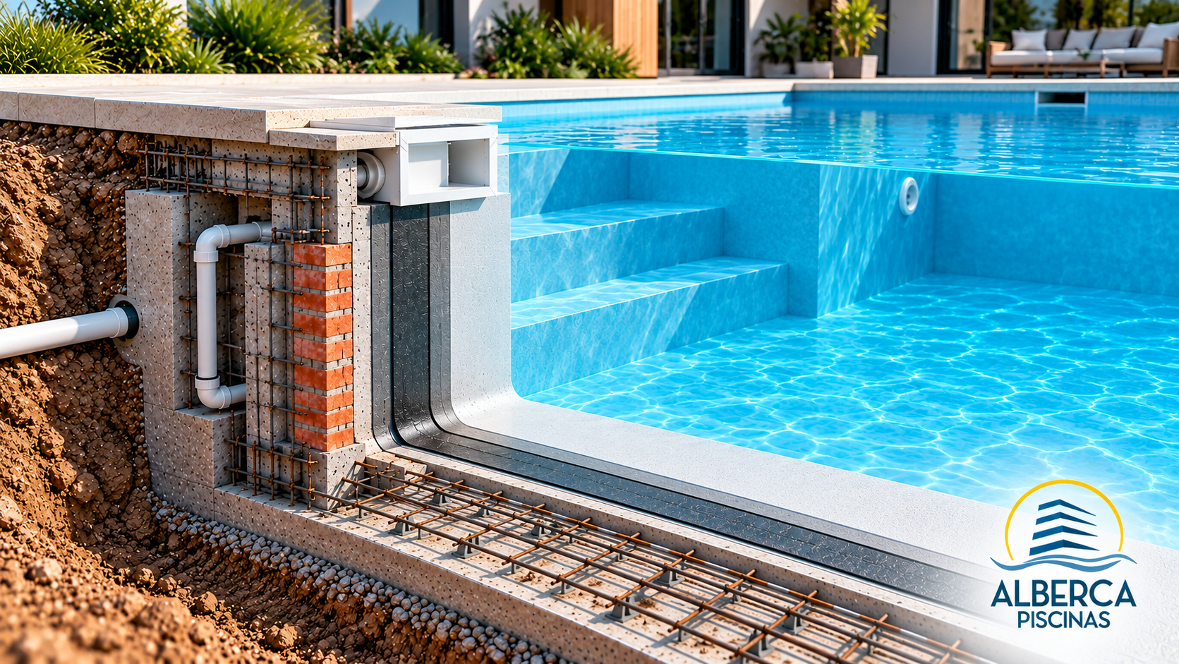 Sistema constructivo de piscina de material Alberca Piscinas