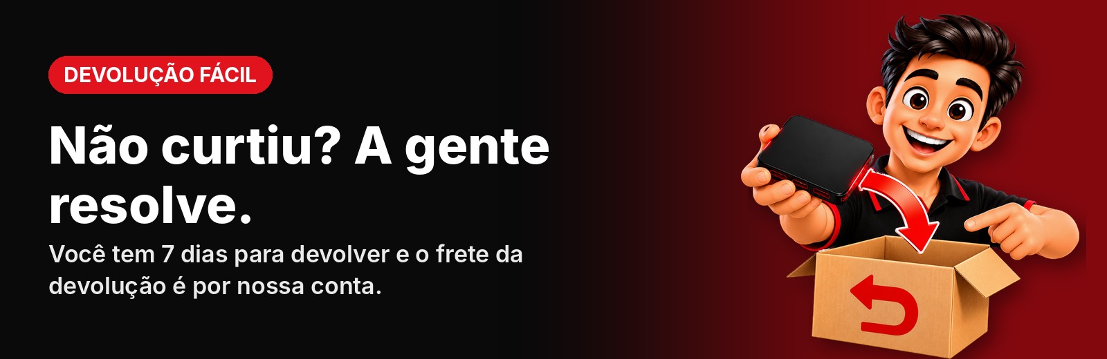Mascote meutvbox: devolução fácil em até 7 dias
