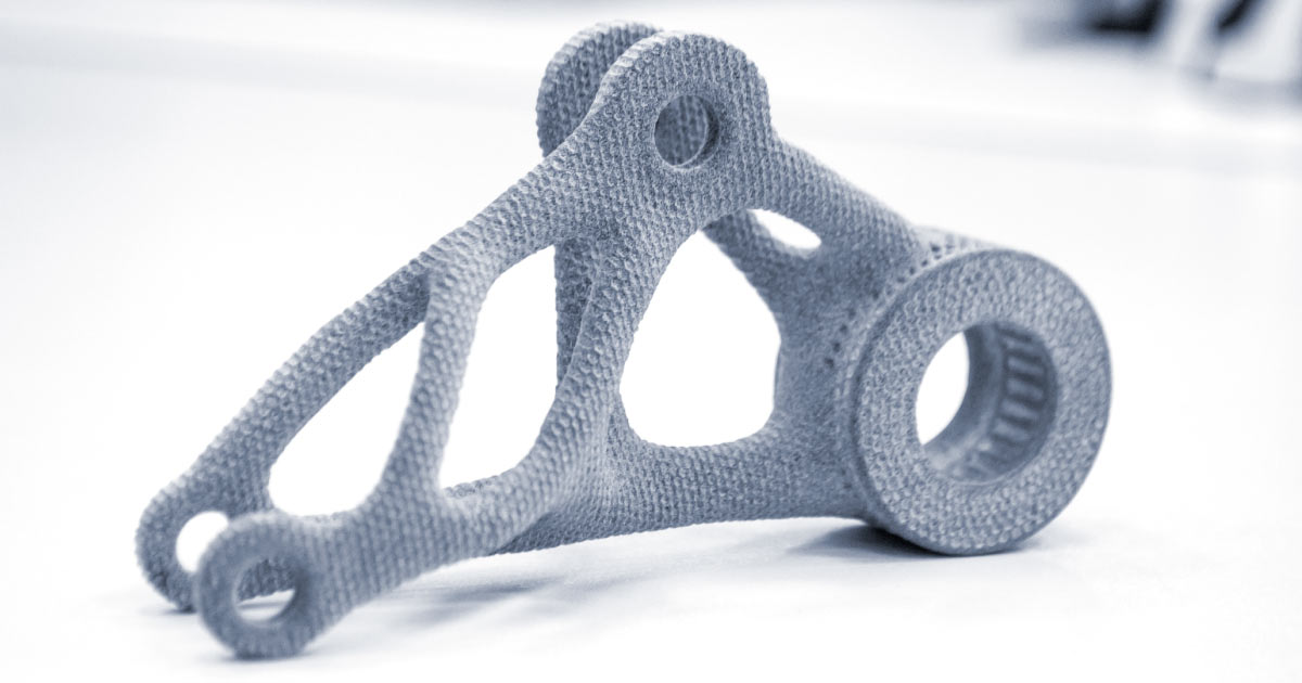 Peça mecânica com acabamento texturizado impressa em 3D, utilizando técnica de fuzzy skin para aumentar a aderência e resistência.