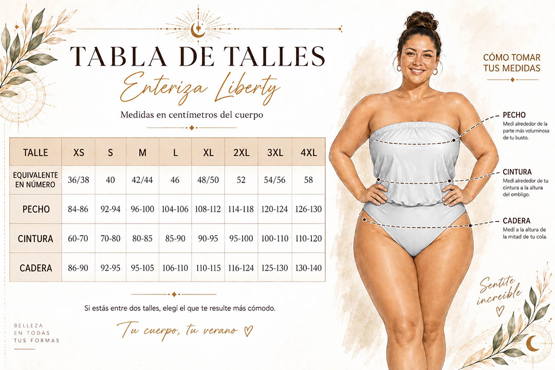 Tabla de talles Enteriza Liberty EROIKA