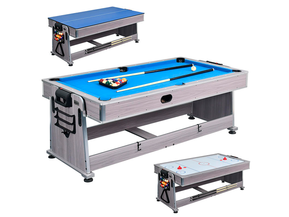Mesa de Sinuca Bilhar Americano Rotativa 4 em 1 Air Hockey Jantar Tênis de mesa - 2,13 m