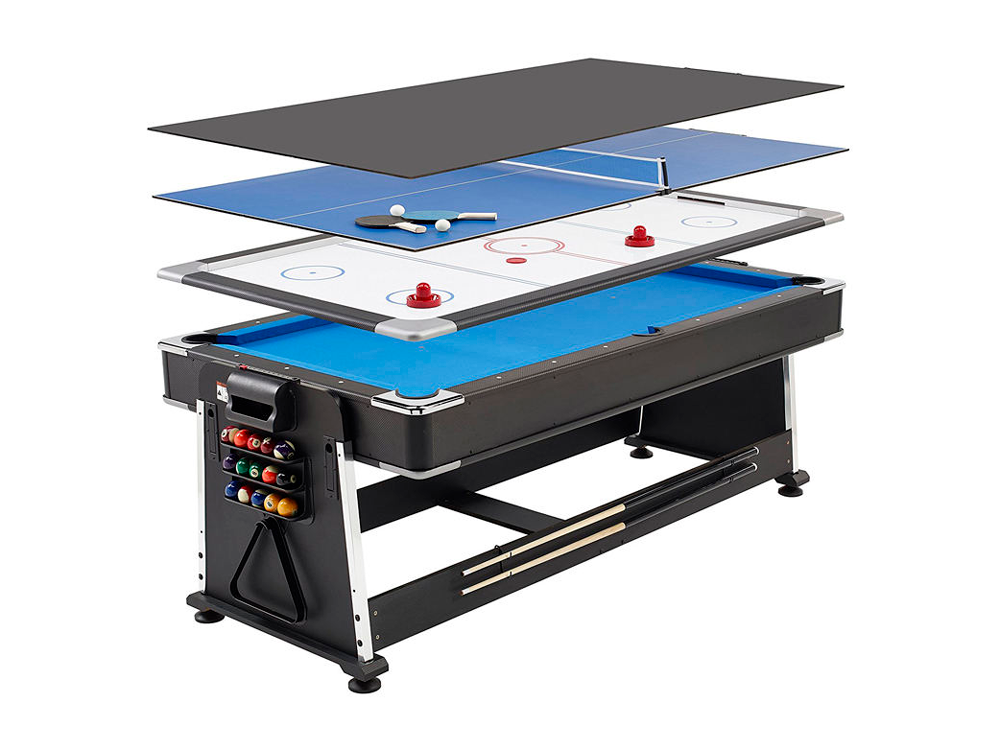 Mesa de Sinuca Bilhar Americano Rotativa 4 em 1 Air Hockey Jantar Tênis de mesa - 2,13 m (Premium)