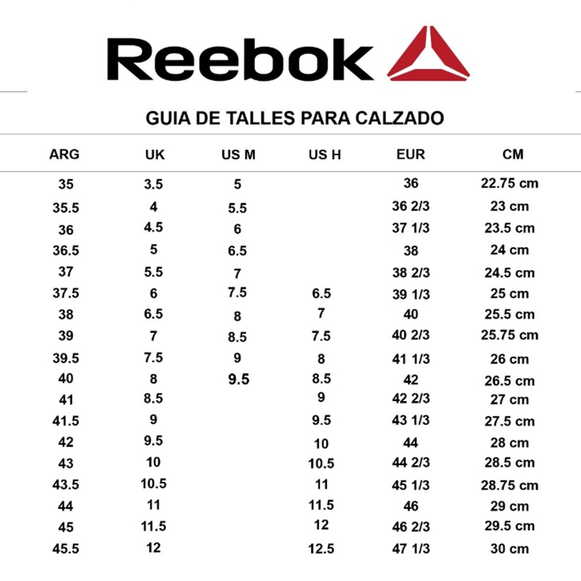 Reebok Hombre Tabla De Tallas Zapatos Reebok Tabla De Tallas