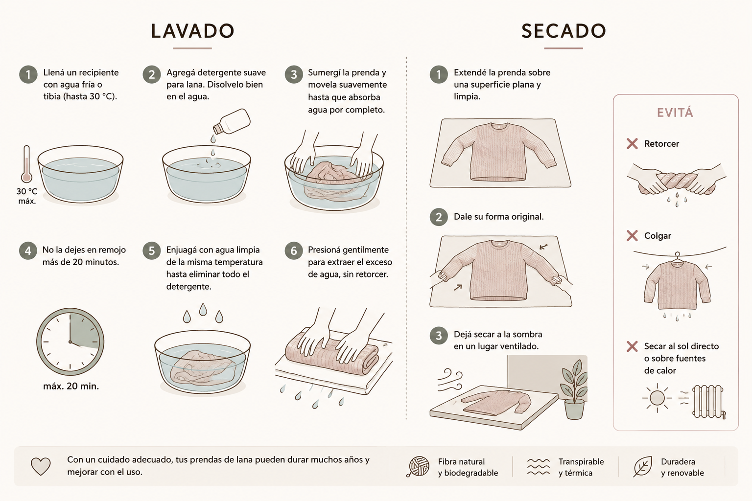 Lavado y cuidado de prendas de lana