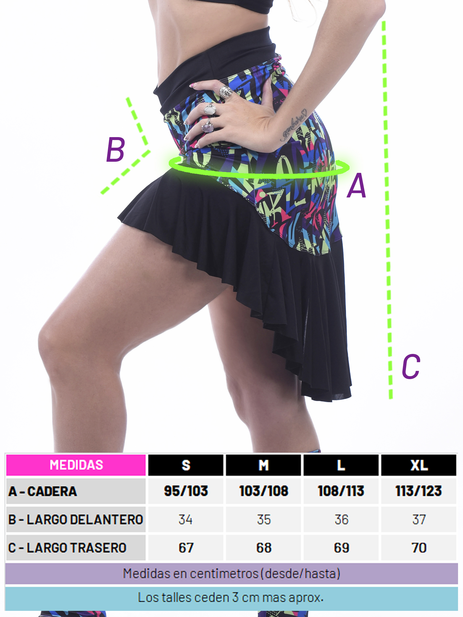 Talles y medidas de la calza bomb print