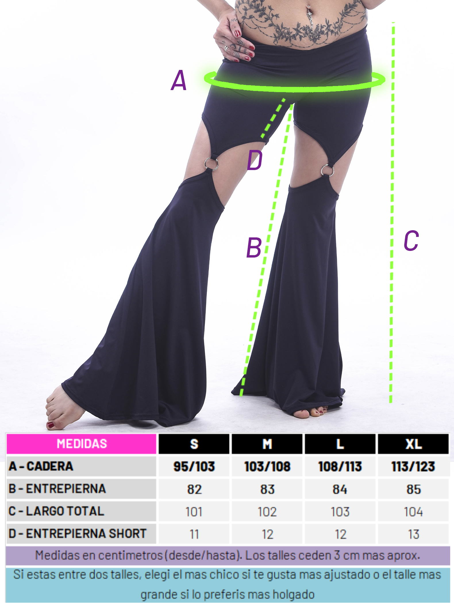 Talles y medidas de pantalon lilith