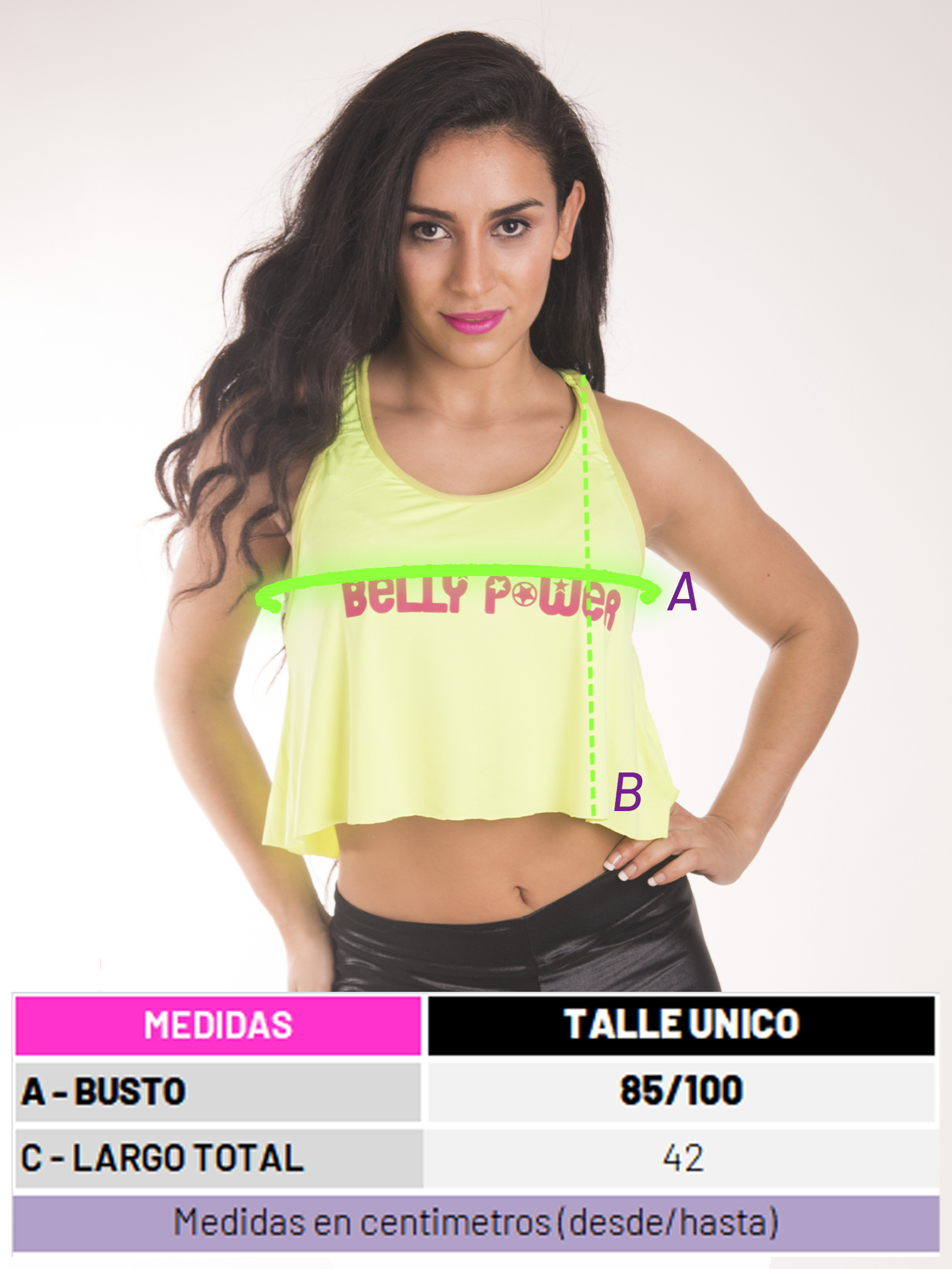 Talles y medidas de top aruba