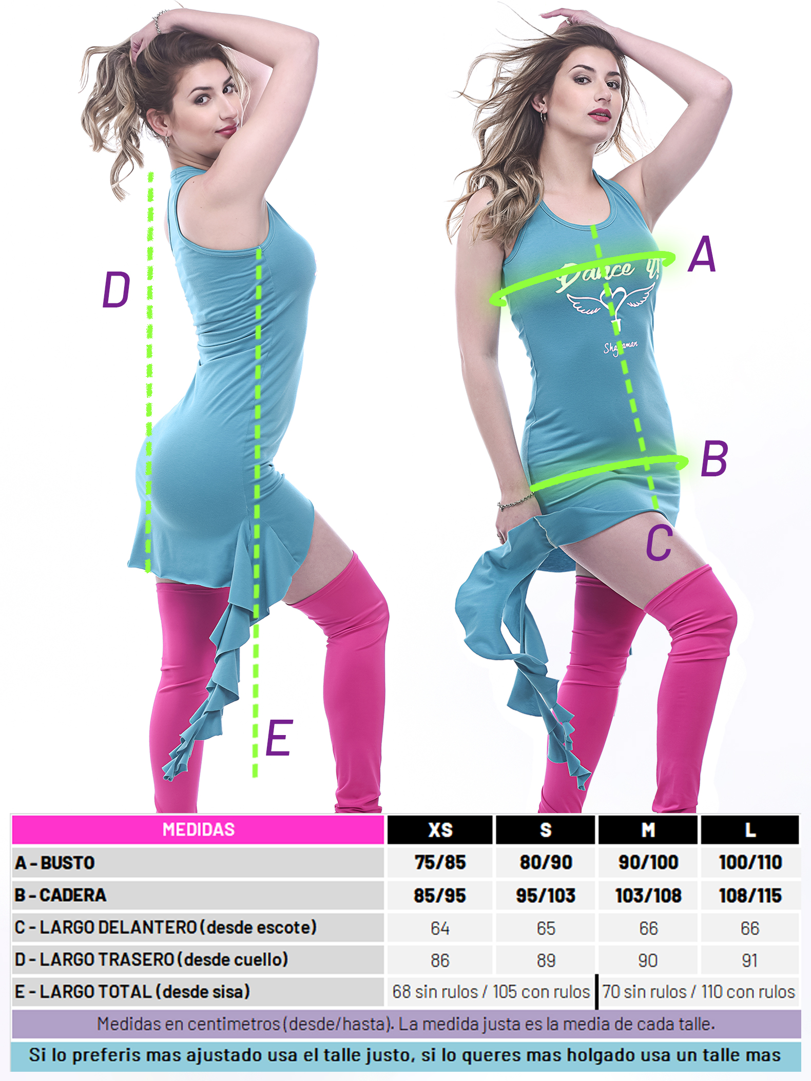 Talles y medidas de vestido alia sv
