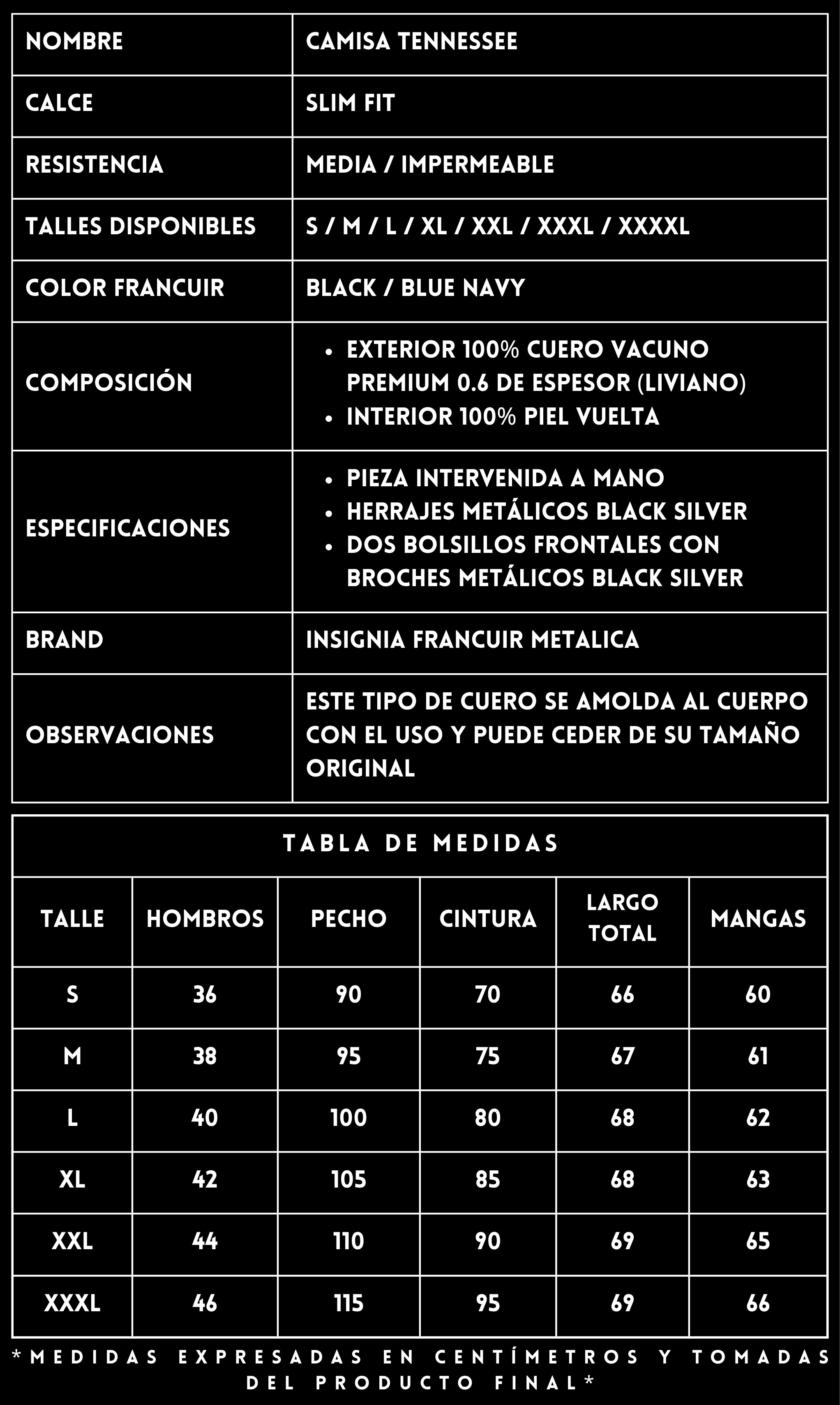 Camisa Cuero Tennessee FRANCUIR FEMME