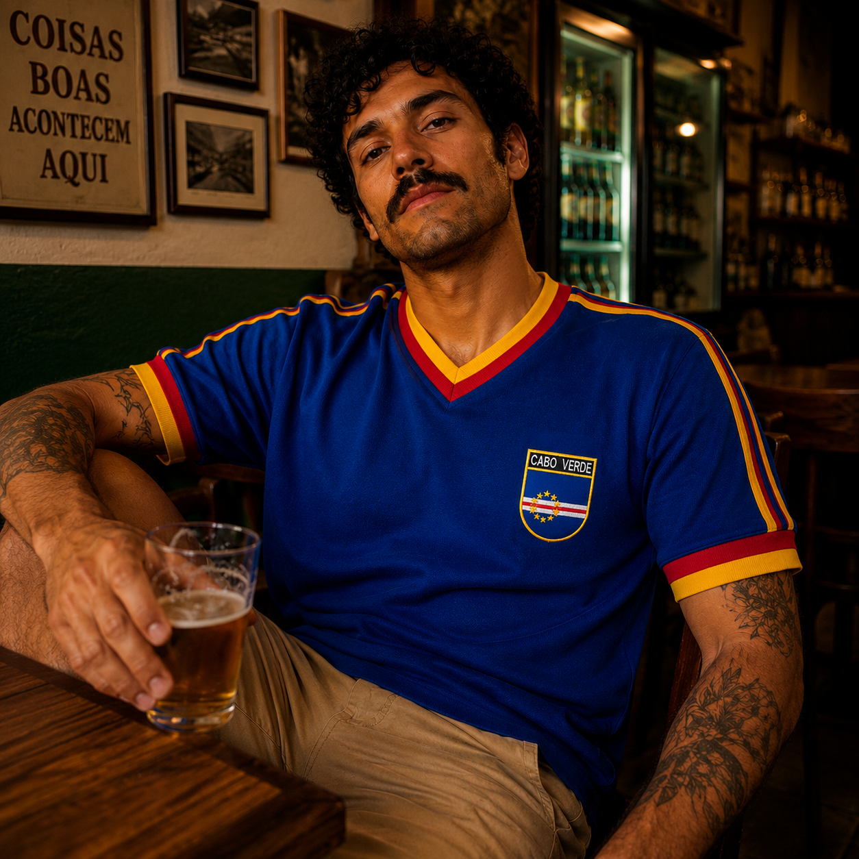 Camisa Retrô Cabo Verde Azul Autêntica Retrô