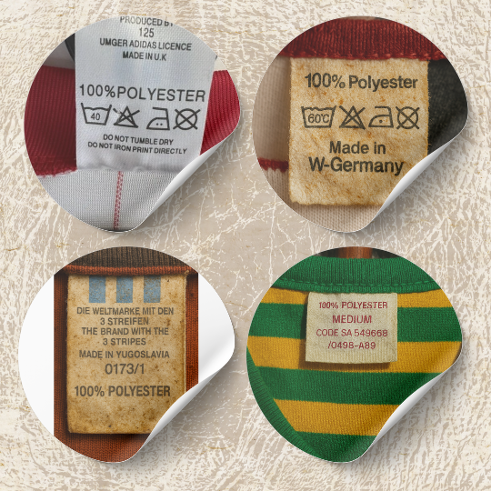 Etiquetas antigas 100% poli&eacute;ster de uniformes cl&aacute;ssicos
