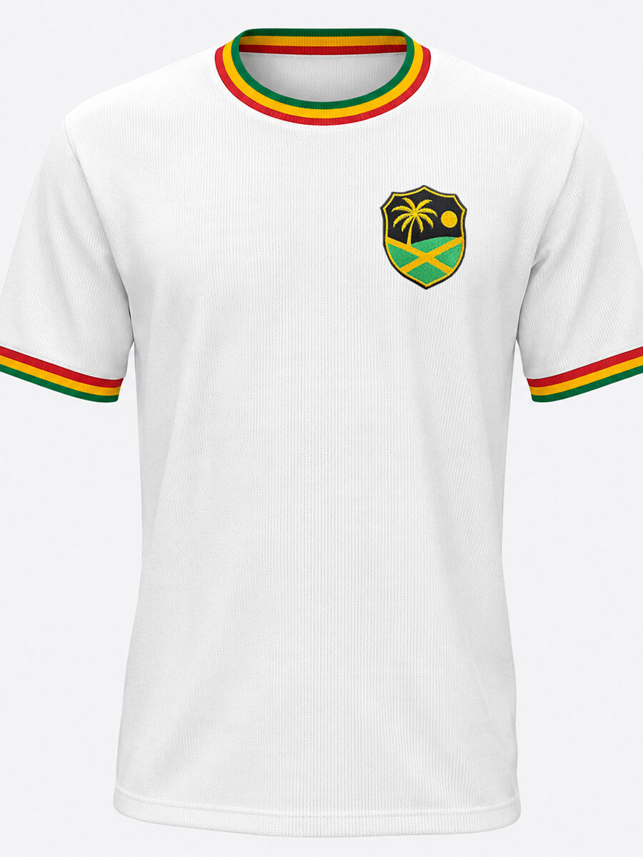 Frente da camisa branca com o bras&atilde;o bordado no peito