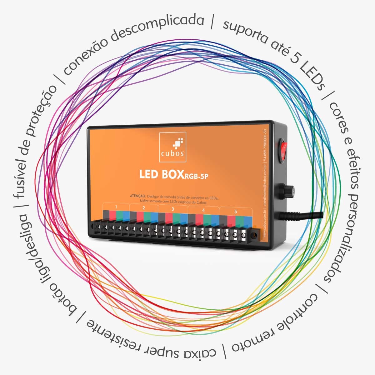 Panel Led Box RGB 5P con mando a distancia para LEDs RGB-Brasil Piscis