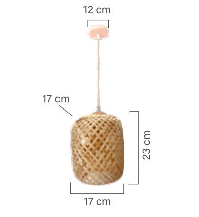 Medidas do Lúminaria Pendente Rattan de Palha Nova Guine Detalhes