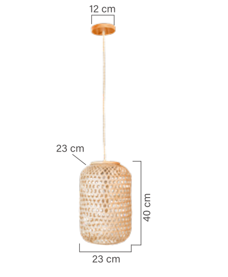Medidas do Lúminaria Pendente Rattan de Palha Nova Guine Detalhes