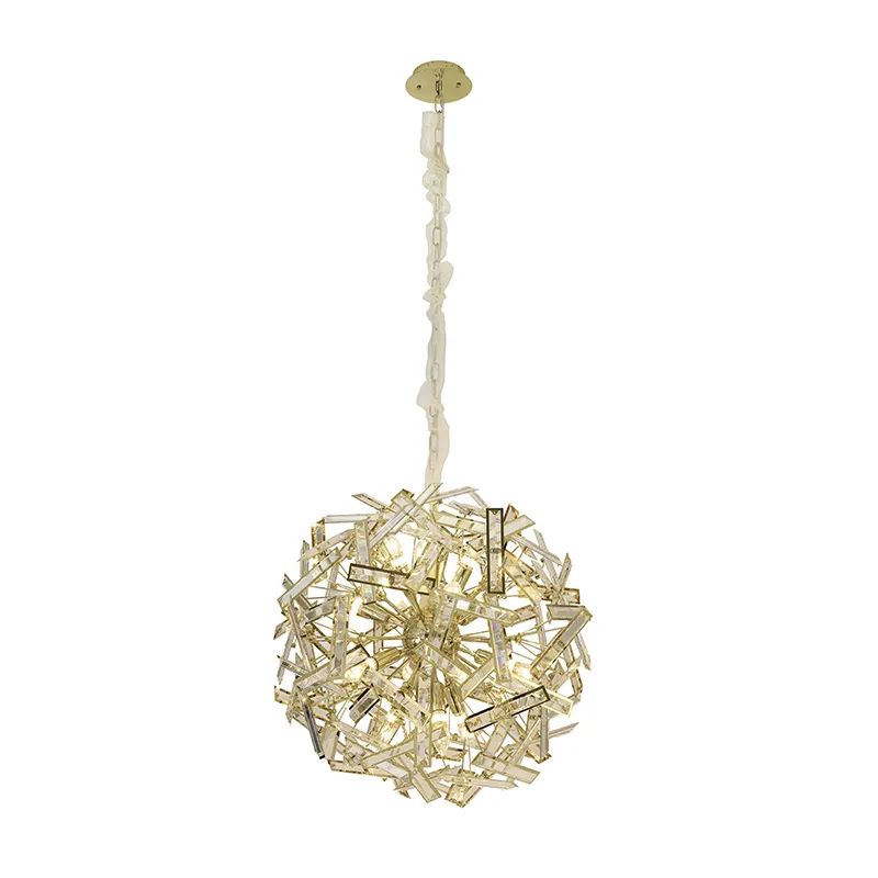 Lustre pendente de cristal moderno Sindora com design sofisticado e iluminado, ideal para sala de jantar e estar.