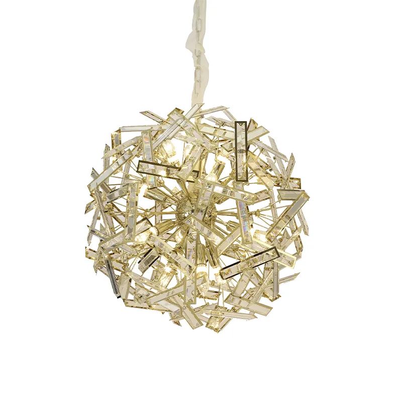 Lustre pendente de cristal moderno Sindora com design sofisticado e iluminado, ideal para sala de jantar e estar.