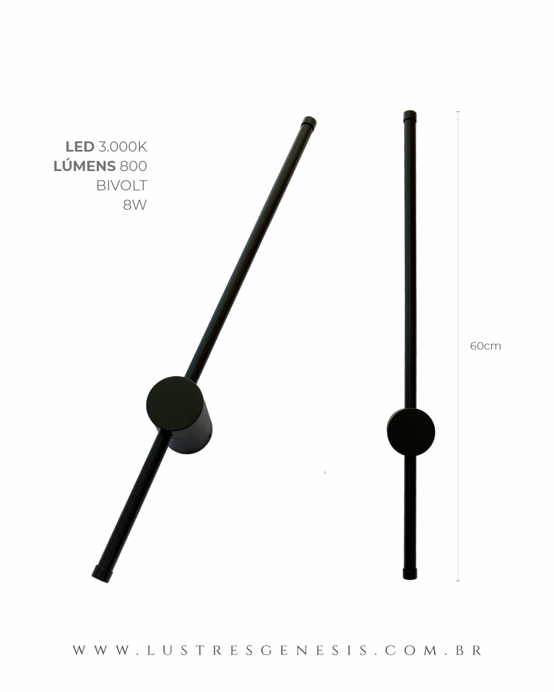 Arandela Moderna Fit Linear Slim na cor preta, com design vertical e luz indireta de LED, ideal para quartos, cabeceiras de cama, lavabos, corredores e escritórios. Lustres Gênesis loja online de Lustres e Iluminação Decorativa