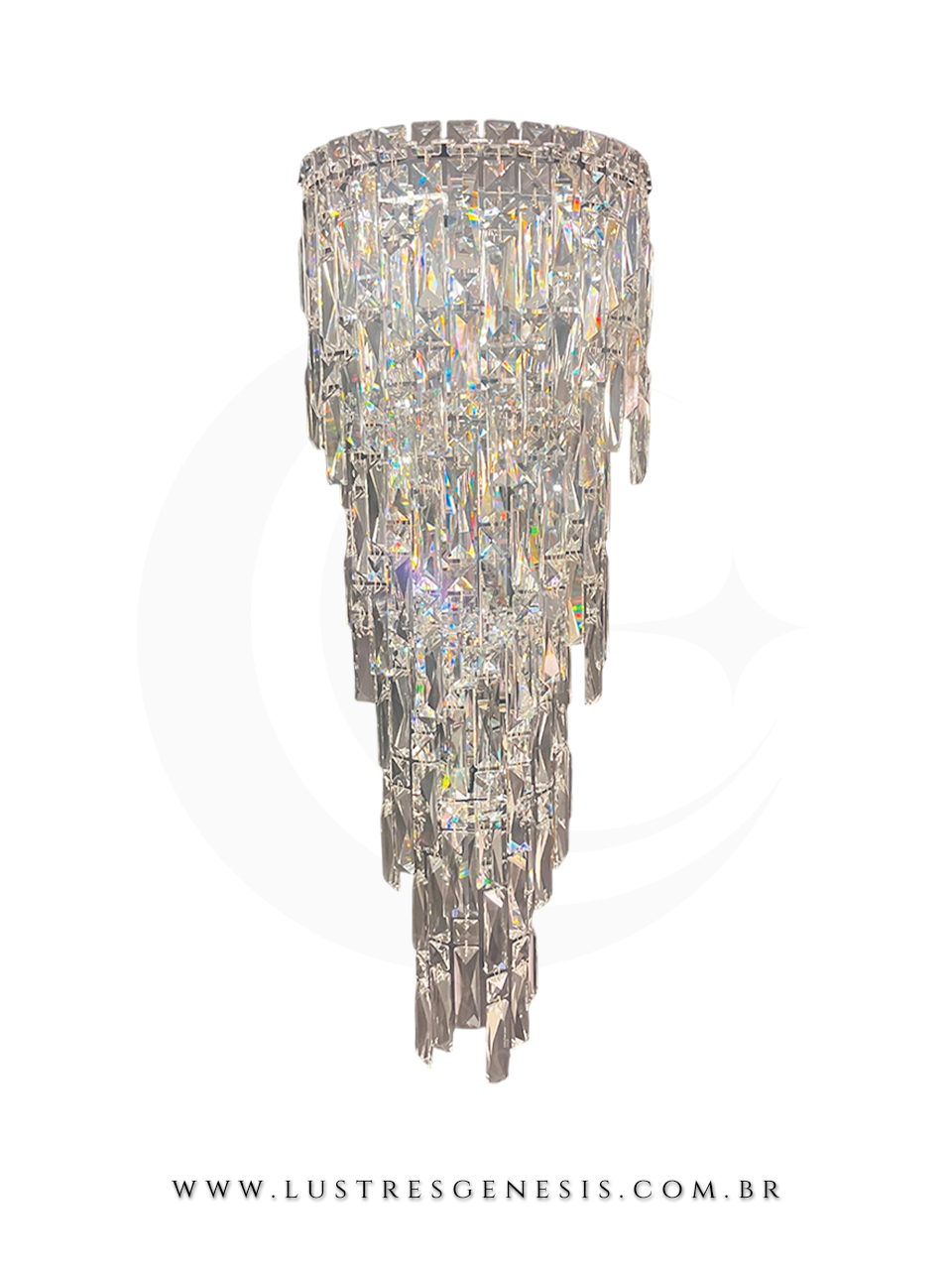 Arandela de cristal cascata cromado de 76cm, design contempor&acirc;neo, ideal para decora&ccedil;&atilde;o de cabeceira de cama, corredor, quartos e lavabos.