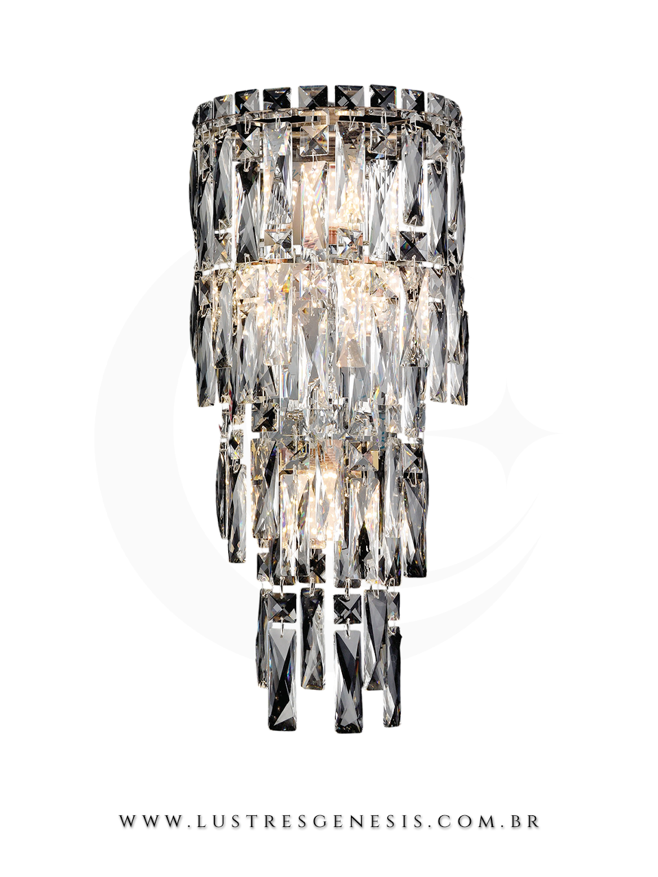 Lumin&aacute;ria de parede cascata dourada de cristal 23cm, ideal para decora&ccedil;&atilde;o de cabeceira de cama, corredor, quartos e lavabos