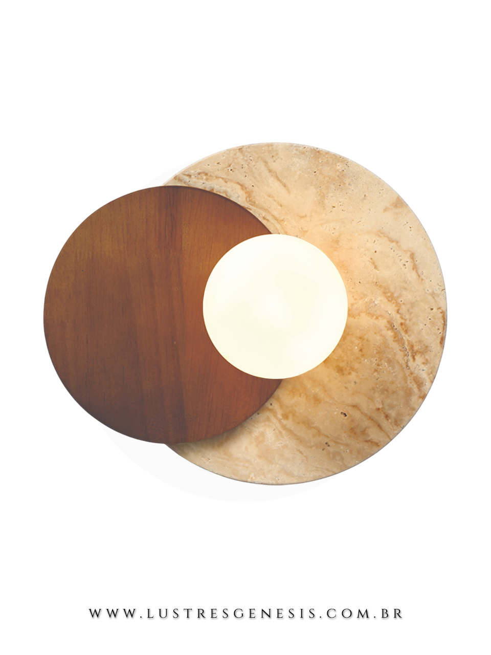 Arandela Moderna Minimalista Travertino e Vidro G9 Bivolt