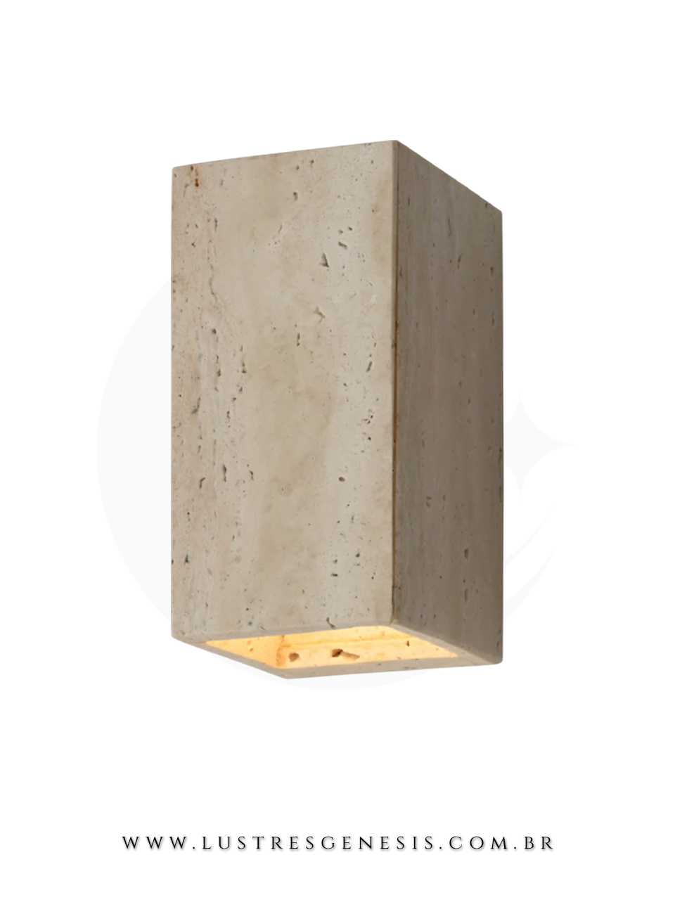 Lumin&aacute;ria de Parede Travertino e Metal Moderna 16cm