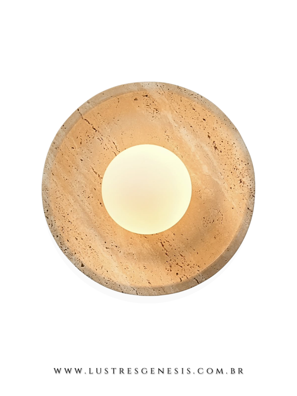 Arandela Grande em Pedra Natural Travertino e Globo G9