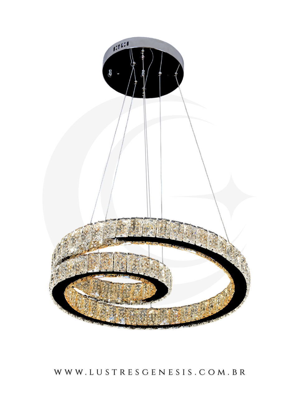 Lustre Snail com Anel de Cristal LED 3 iluminação