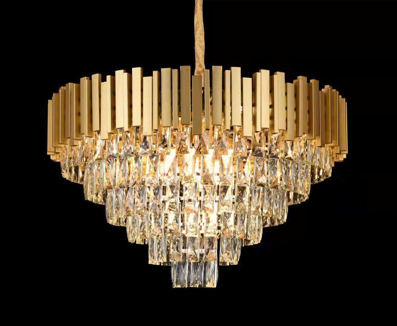 Lustre Pendente de cristal Legitimo retangular dourado com design moderno, ideal para sala de jantar, quarto e comércios, da marca Sindora. DCD00459  Lustres Gênesis - o melhore site da Internet para comprar Lustre Sindora