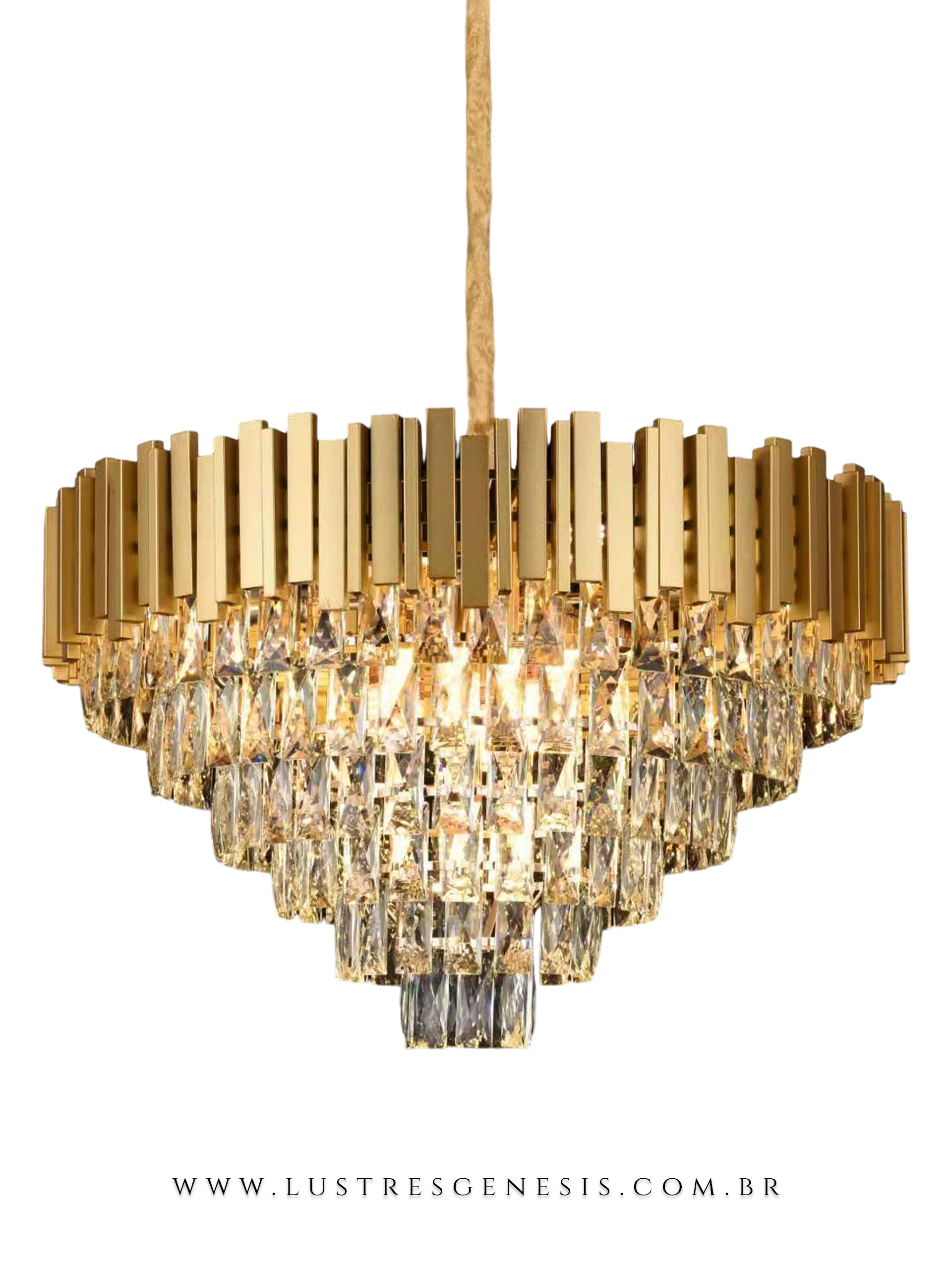 Pendente Contemporâneo de Cristal Royale Dourado Ø92cm