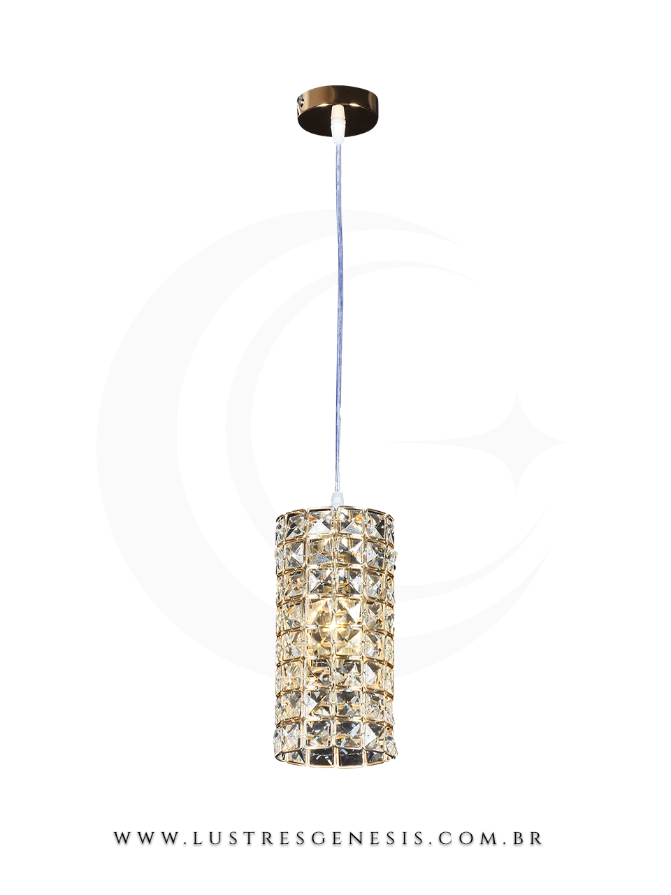 Pendente de cristal redondo Tube Sindora para bancada, mesa de cabeceira, lavabos e ilhas, com design moderno e acabamento sofisticado.