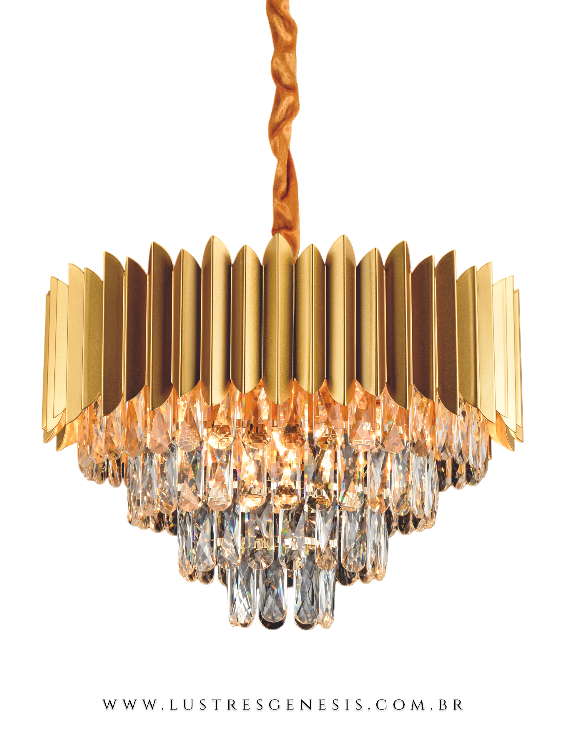 Pendente Dourado com Cristais Transparente