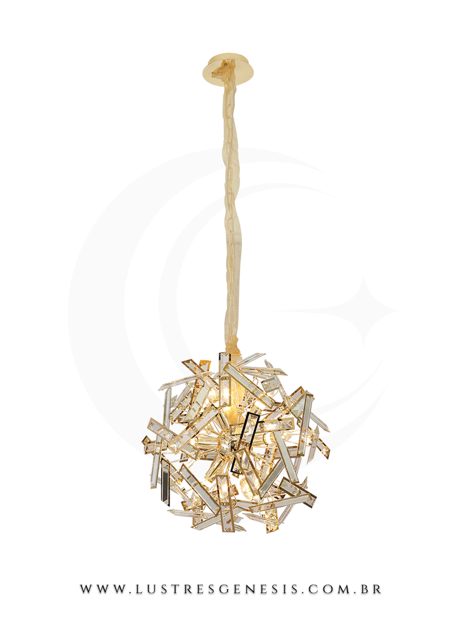 Lustre pendente de cristal moderno Canla Ø55cm com design elegante e sofisticado, ideal para sala de jantar, quartos e sala de estar. Lustres Gênesis loja online de Lustres e Iluminação Decorativa