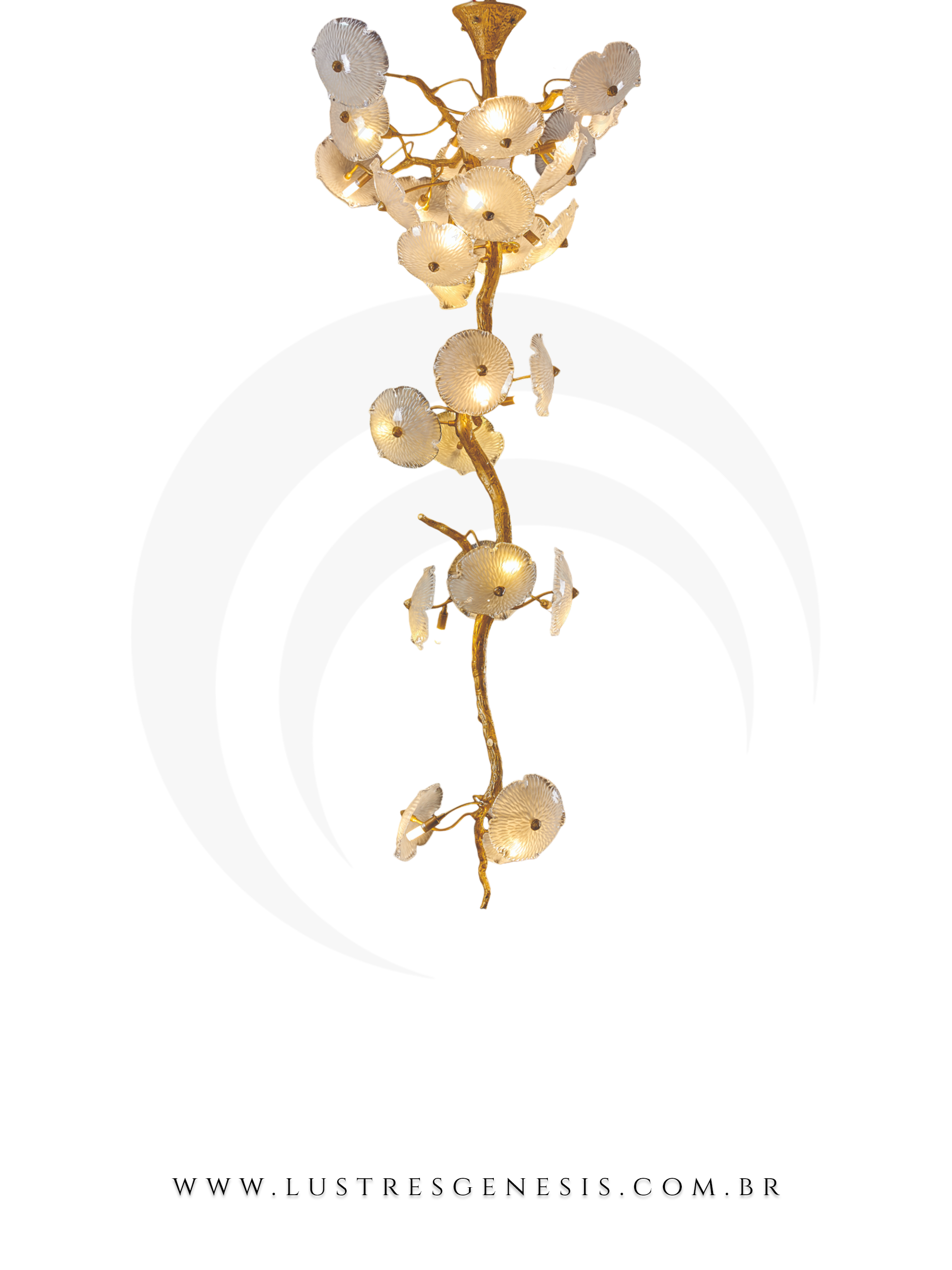 Lustre pendente moderno Agaricus em ouro velho, ideal para sala de jantar, quartos e sala de estar. Lustres Gênesis loja online de Lustres e Iluminação Decorativa